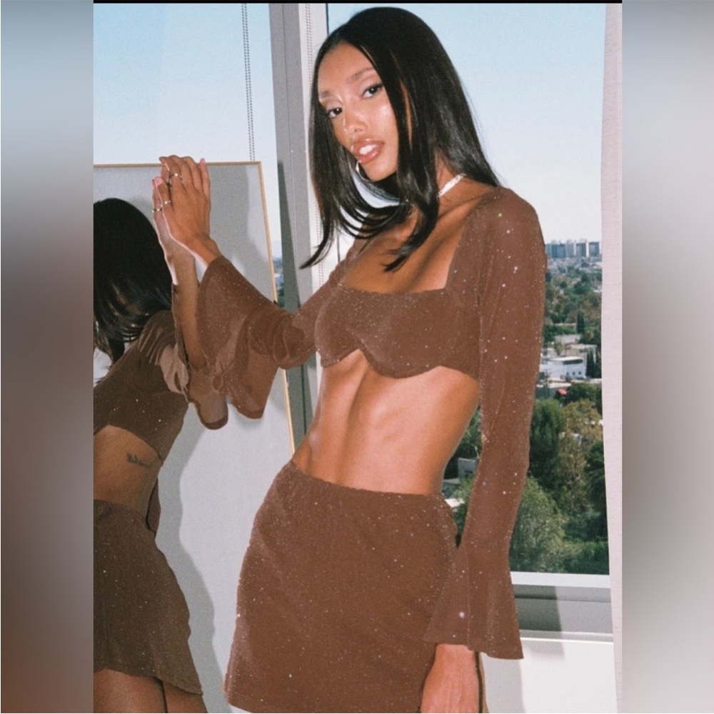 Brown sparkle crop top
